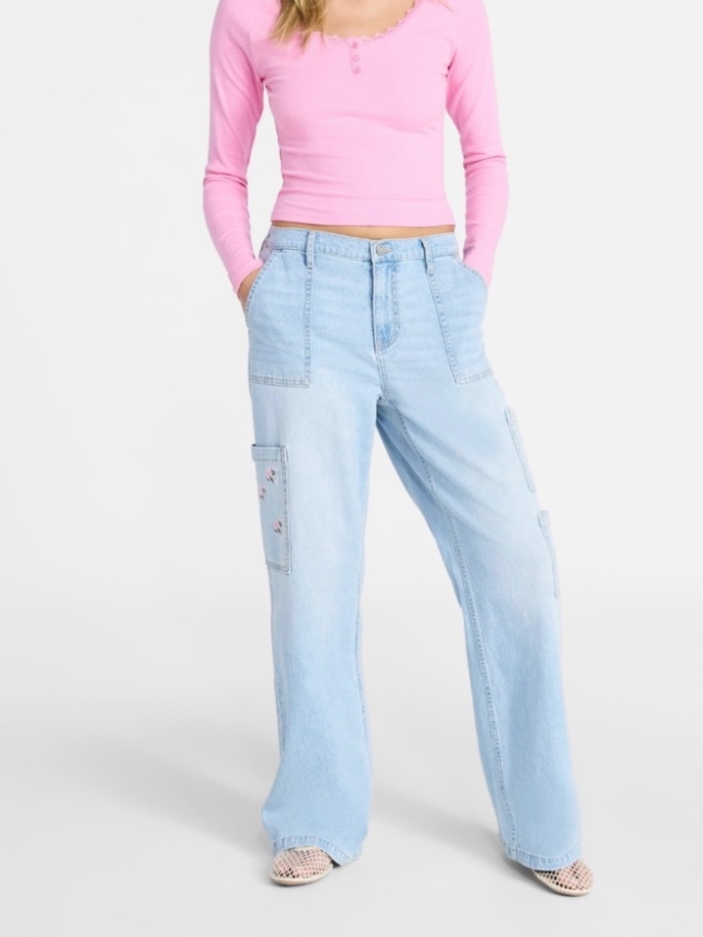 No Boundaries Wide Leg Cargo Pants, 31'' Inseam Jean